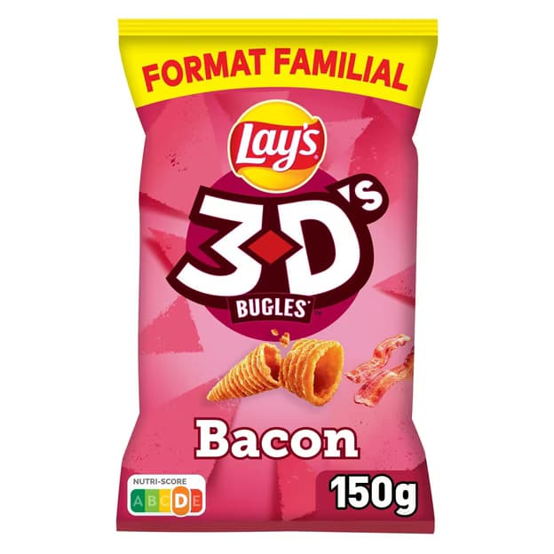 Biscuits soufflés 3D's bugles goût bacon