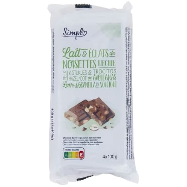 Tablette de Chocolat Lait Noisettes SIMPL