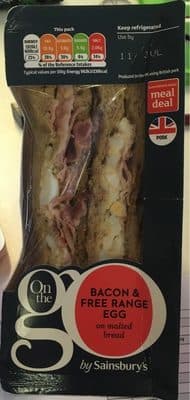 Bacon & Free Range Eggs on malted bread