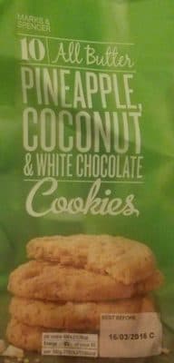 10 All Butter Pineapple, Coconut & White Chocolate Cookies