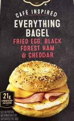 Everything Bagel fried egg Black Forest ham and cheddar