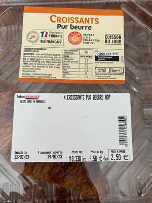 4 croissants pur beurre