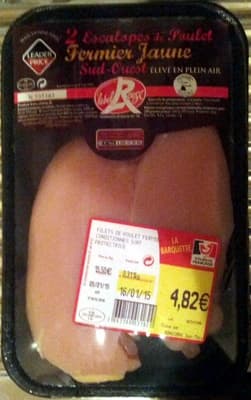 2 Escalopes de Poulet Fermier Jaune du Sud-Ouest élevé en plein air