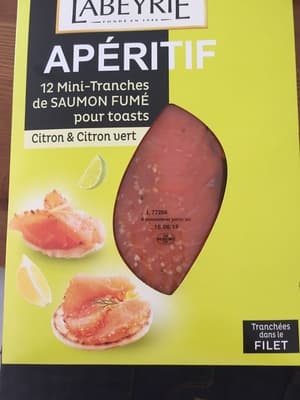12 mini tranche de saumon fumé Citron & Citron vert