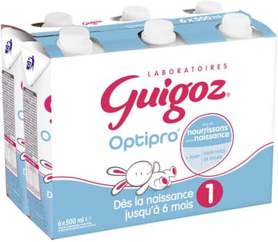 GUIGOZ 1 Optipro Classique Lait Infantile 1er âge dès la Naissance 6x500ml