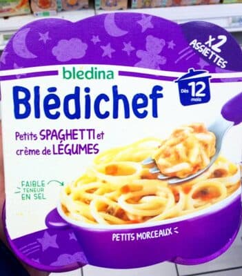 BLEDICHEF 2x230g Petits Spaghetti et Crème de Légumes Dès 12 mois