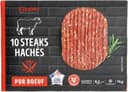 10 Steaks hachés pur boeuf surgelés  15% mat Gr