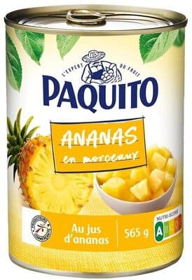 ANANAS EN MORCEAUX AU JUS D'ANANAS - boîte 3/4