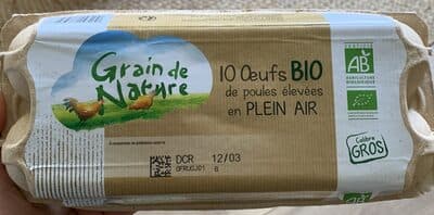 10 Oeufs Bio de poules élevées en plein air