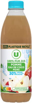 100% pur jus de fruits pomme/eau de coco/poire bouteille de 1L