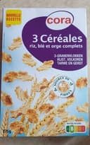3 Céréales riz, blé et orge complets