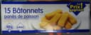 15 Bâtonnets panés de poisson