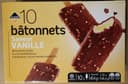 10 bâtonnets Saveur Vanille enrobage cacao maigre noisettes