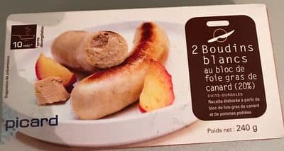 2 Boudins blancs au bloc de foie gras de canard (20%) cuits