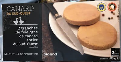 2 tranches de foie gras de canard entier du Sud-Ouest