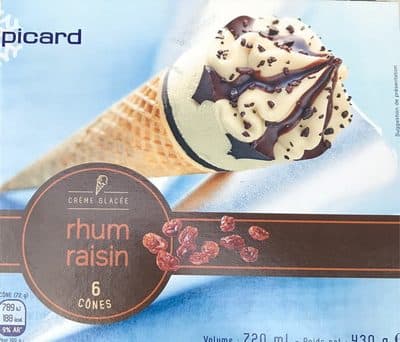 6 Cônes Crème Glacée Rhum Raisin