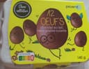 12 oeufs chocolat au lait, cœur praline noisette