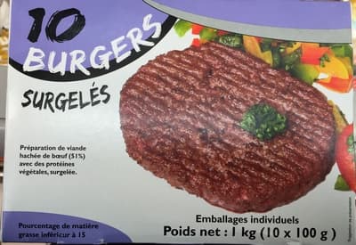 10 burgers surgelés