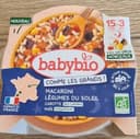 Babybio Macaroni Légumes du soleil Carotte Maïs
