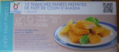 10 tranches panées préfrites de filet de colin d'Alaska