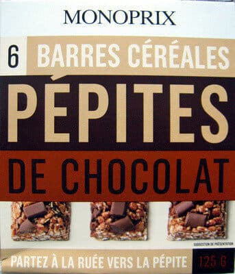 6 Barres céréales Pépites de chocolat Monoprix