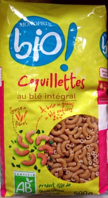 Coquillettes au blé intégral Bio