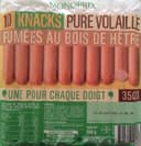 10 Knacks Pure Volaille Fumées au Bois de Hêtre