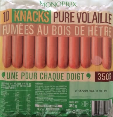 10 Knacks Pure Volaille Fumées au Bois de Hêtre