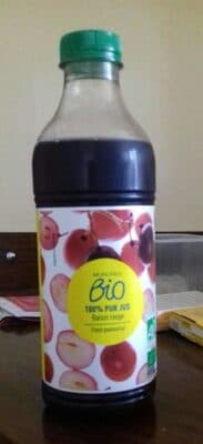 100% pur jus de raisin rouge bio