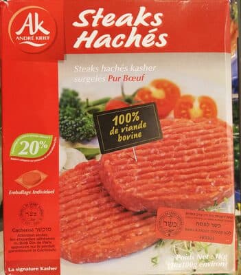 10 Steaks Hachés Pur Buf De 100 Grammes, Marque André Krief