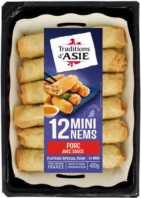 12 mini nems au porc avec sauce nuoc-mâm