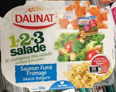 1-2-3 Salade Saumon fumé Fromage sauce bulgare