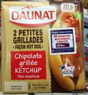 2 petites grillades façon Hot Dog Chipolata grillée Ketchup