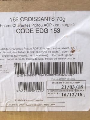 165 Croissants 70 g Beurre AOP Charentes-Poitou AOP