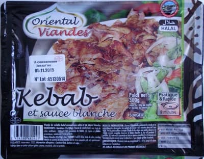 Kebab et sauce blanche Halal - Surgelé