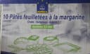 10 pâtes feuilletées à la margarine crues surgelées
