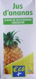Jus d'ananas à base de jus d'ananas concentré