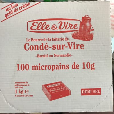 100 micropains de 10 g, beurre demi-sel