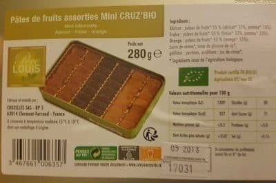 Pâtes de fruits assorties Mini Cruz'Bio