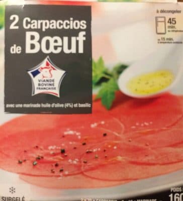 2 Carpaccios de boeuf avec marinade huile d'olive, basilic