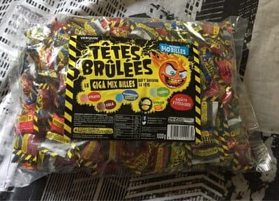 Verquin Bonbons Têtes Brûlées goûts hyperacides le paquet de 1