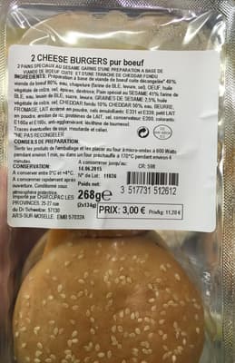 2 Cheese burgers pur boeuf