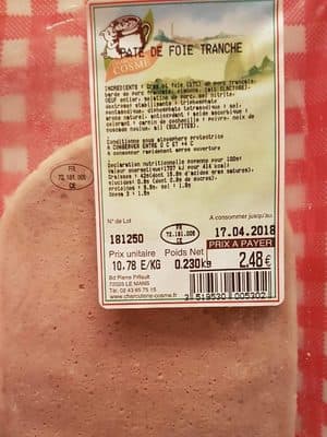 Pâté de Foie de porc Tranche