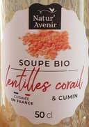 Soupe bio lentilles corail & cumin