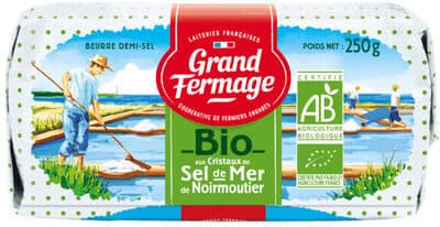 Beurre moulé biologique aux cristaux de sel de Mer de Noirmoutier