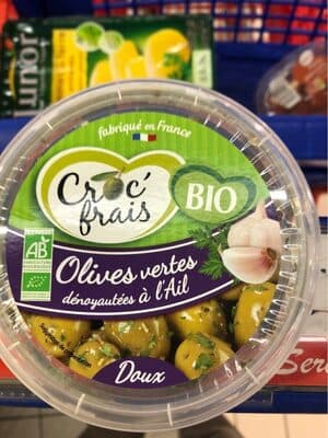 Olives vertes à l'ail, dénoyautées