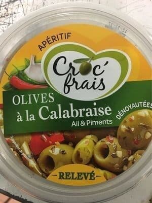 Olives à la Calabraise, ail & piments, dénoyautées