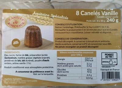 8 cannelés vanille