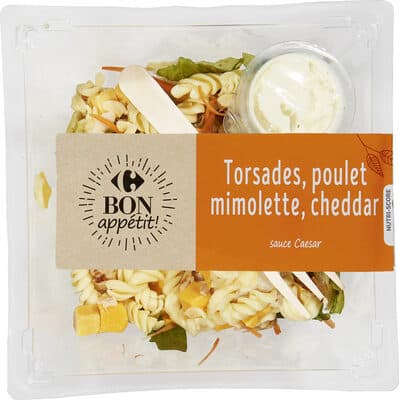 SALAD' PASTA Poulet rôti Mimolette, cheddar