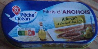 Filets d'anchois, allongés, à l'huile d'olive 30%